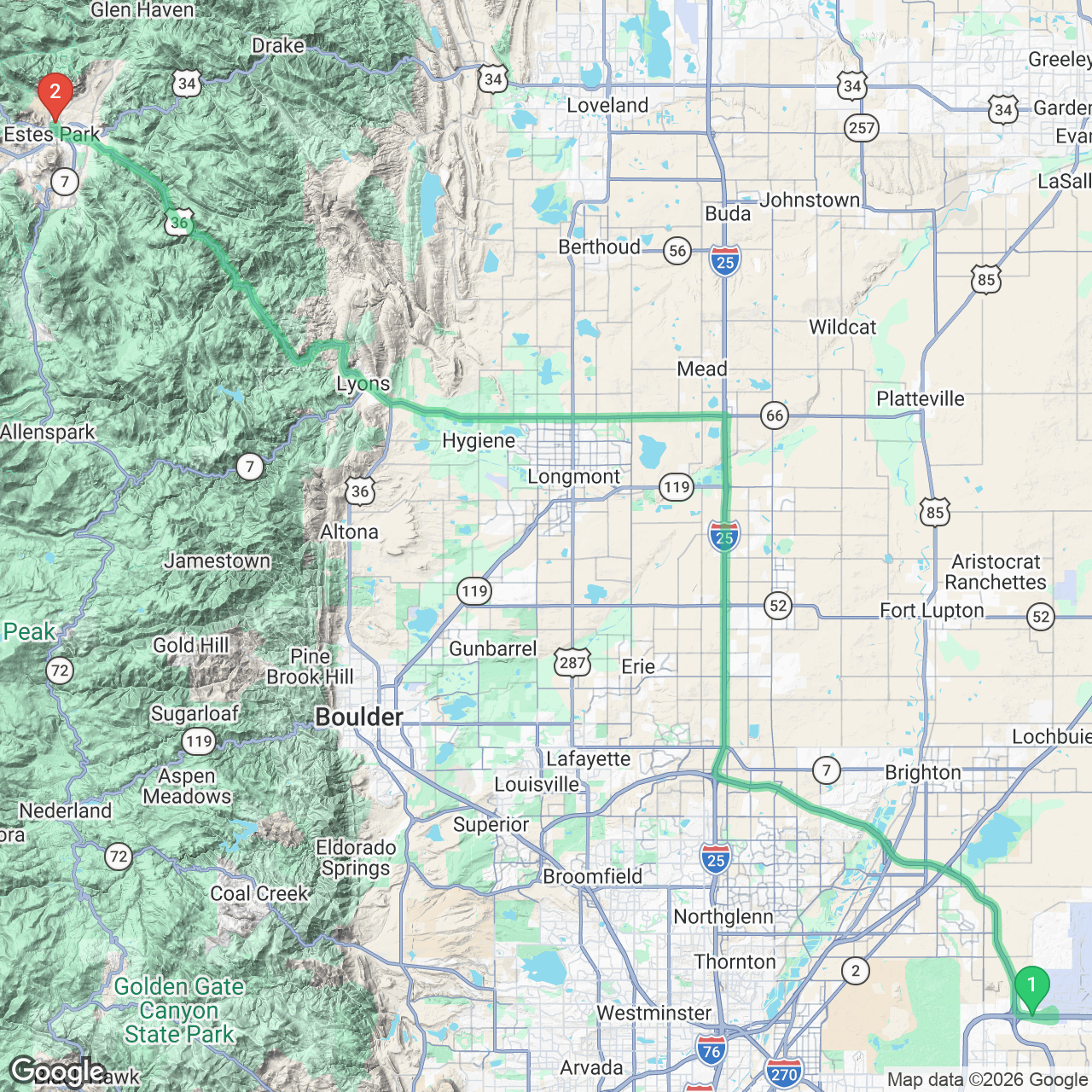 Day 1 route map